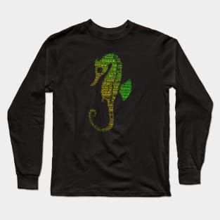 Green and Orange Seahorse Original Word Cloud Art Long Sleeve T-Shirt